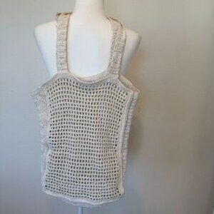 Abercrombie & Fitch Open Crochet Knit Cream Tote Bag